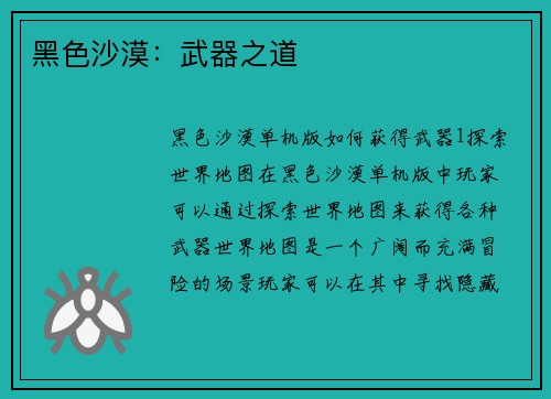 黑色沙漠：武器之道